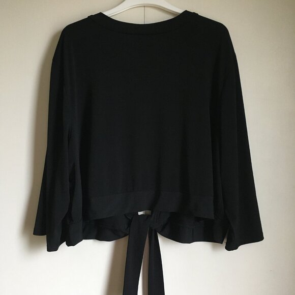 Vintage Canadian Made Penningtons Black 3/4 Sleeve Front Tie Top - Picture 7 of 16